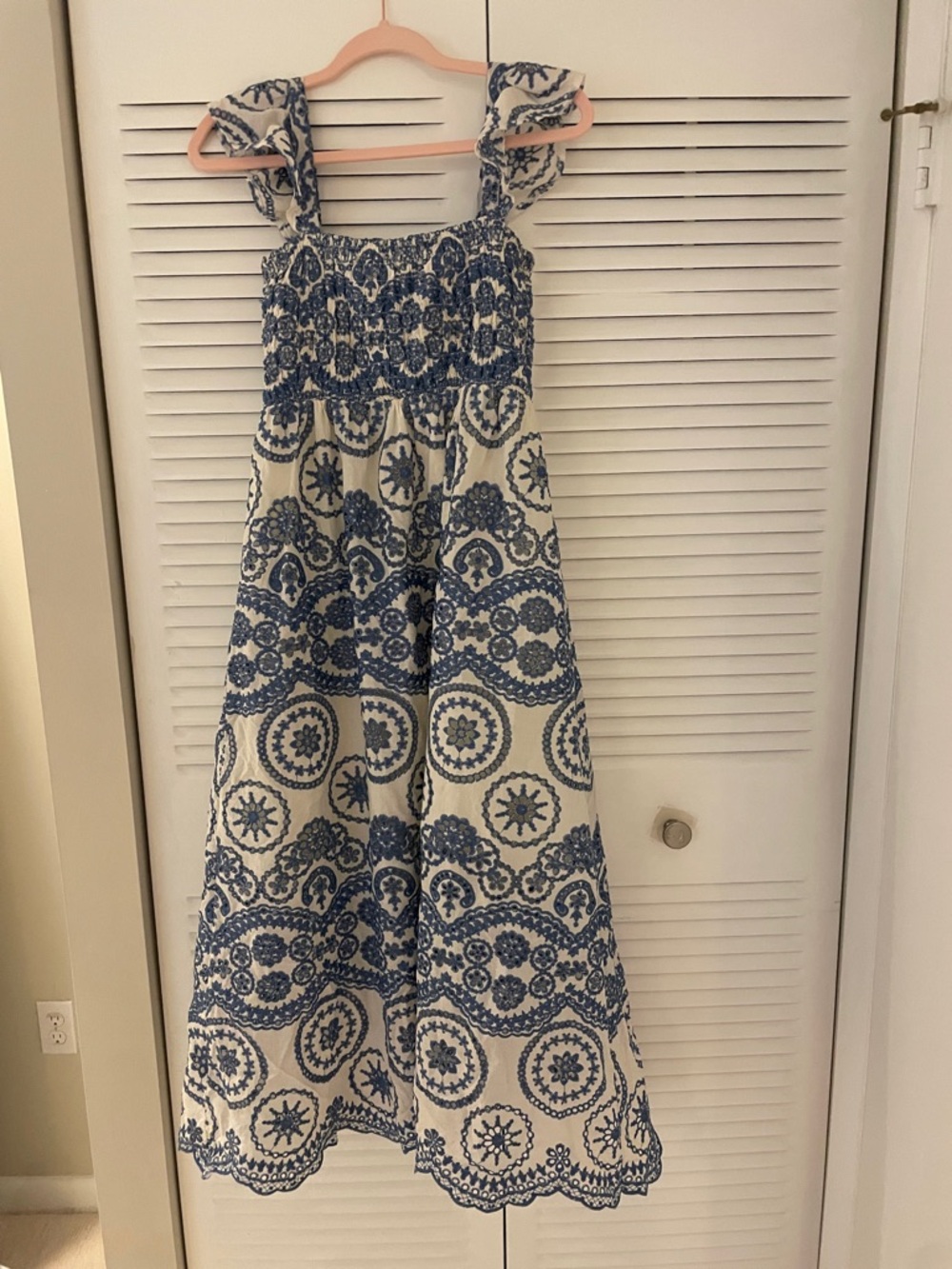 Lucky knot blue and white maxi dress